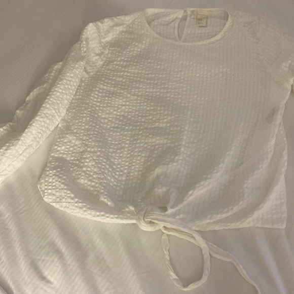 H&M White Textured Long Sleeve Top 10 - Picture 5 of 9